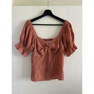 Nine West Coquette Babydoll Top Medium Pink Sweetheart Smock Milkmaid Feminine
